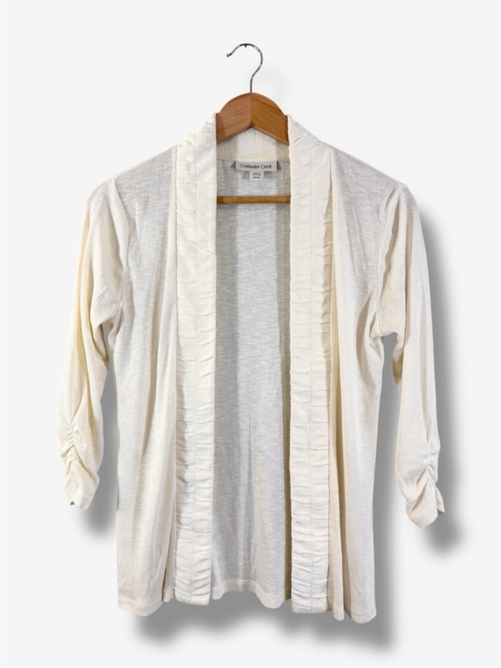 Coldwater Creek Ivory Cardigan XS (4) Open Front Cotton Modal Spring Casual